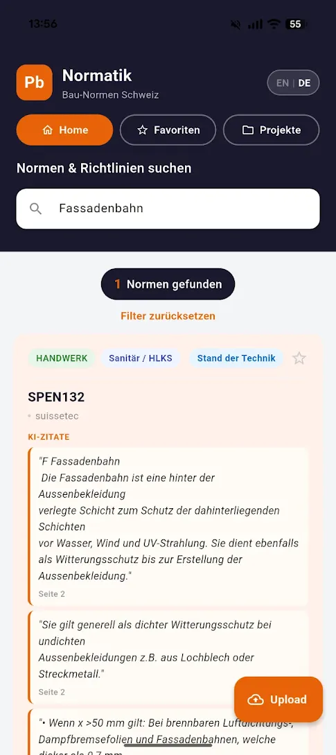 Normatik App: Antwort mit Fundstelle